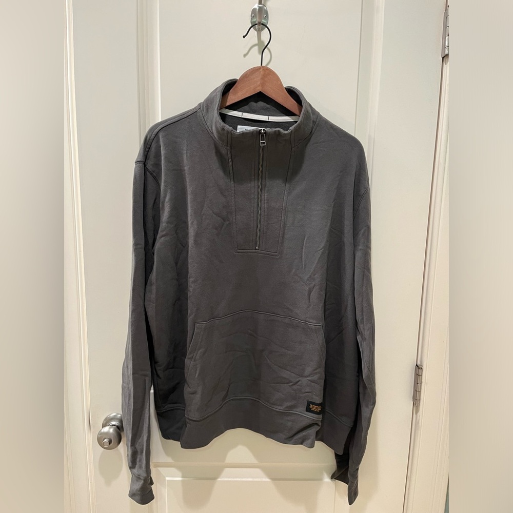 NWT REI Men’s Quarter Zip Gray/Green Cotton Top XLarge